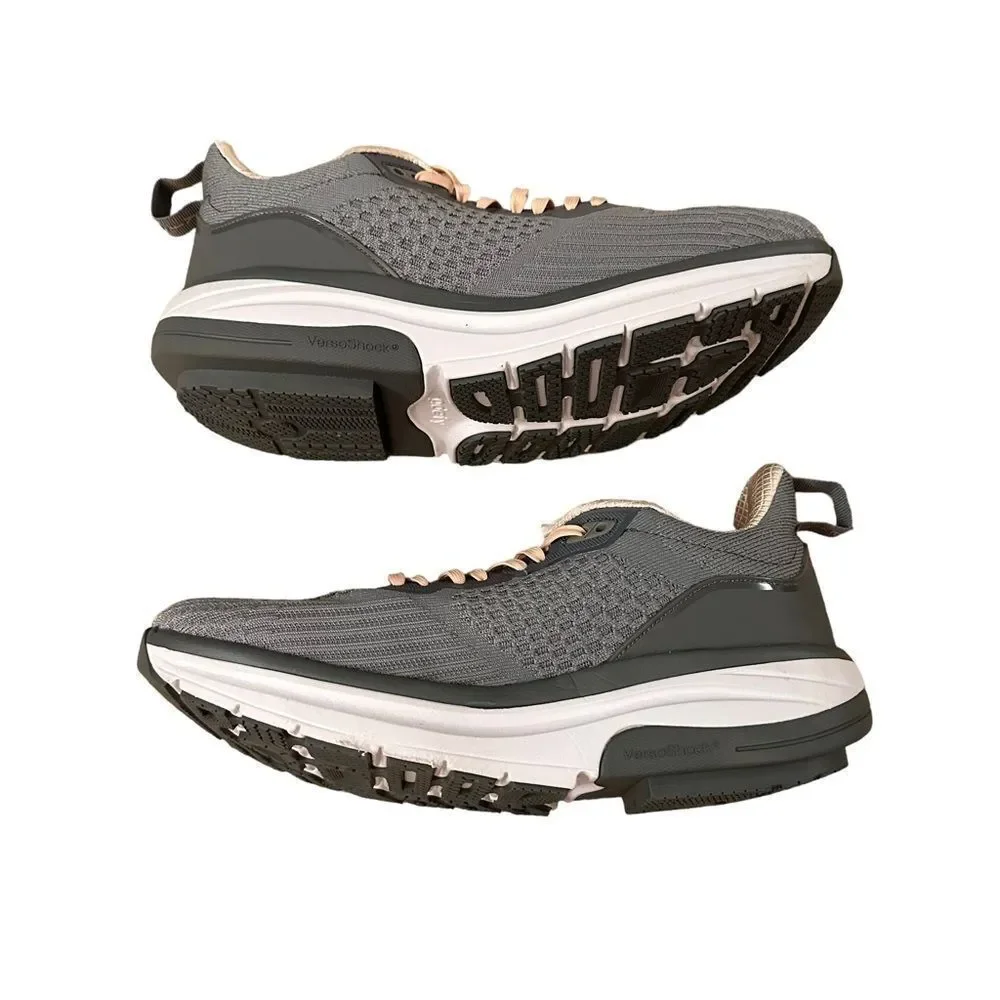 Women’s Gray Knit Athletic Sneakers with Peach Accents